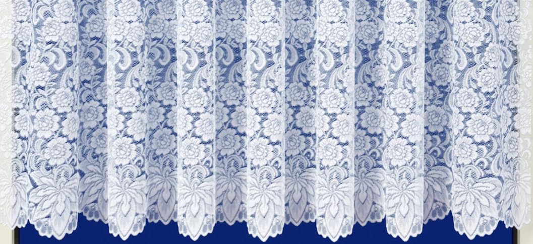 Nancy's Linens Star Heavy floral White Lace Net Curtain - Sold By Meter drop (90" (229cm))