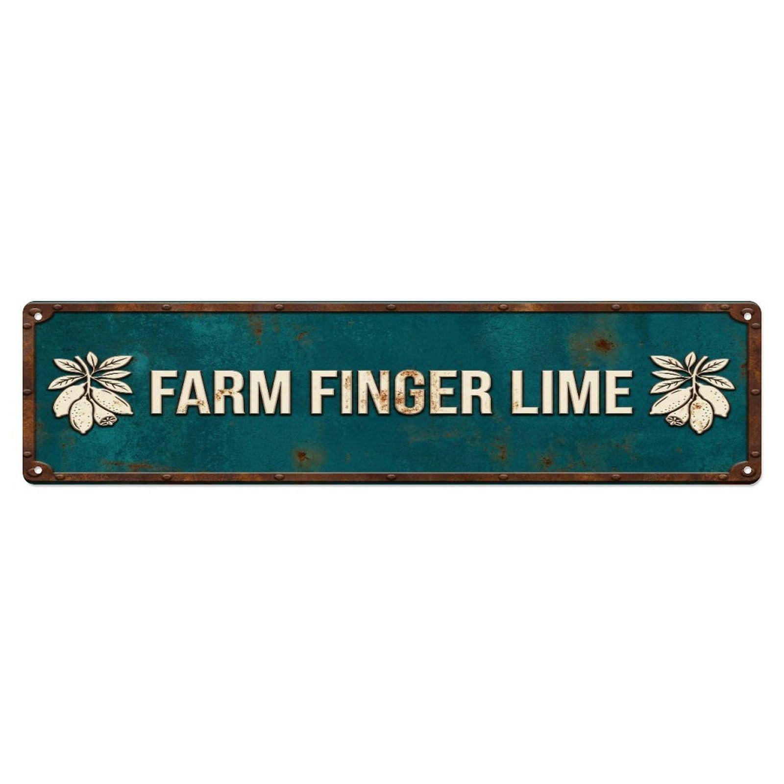 Metal Tin Sign FARM FINGER LIME Vintage Citrus Rustic Farmhouse