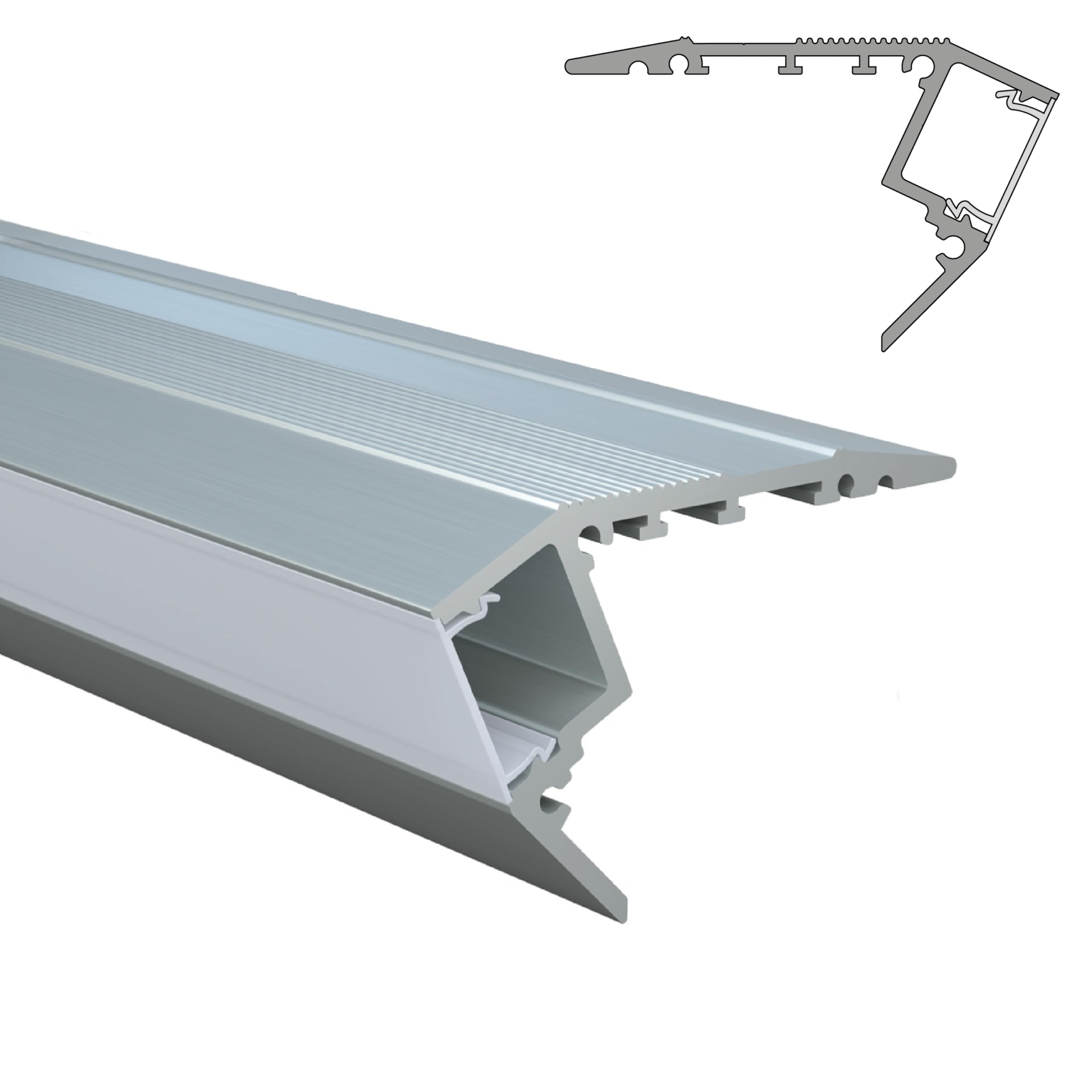 INNOVATE LED Treppenkantenprofil Aluminium 2m Silber LED Diffusor Milchig