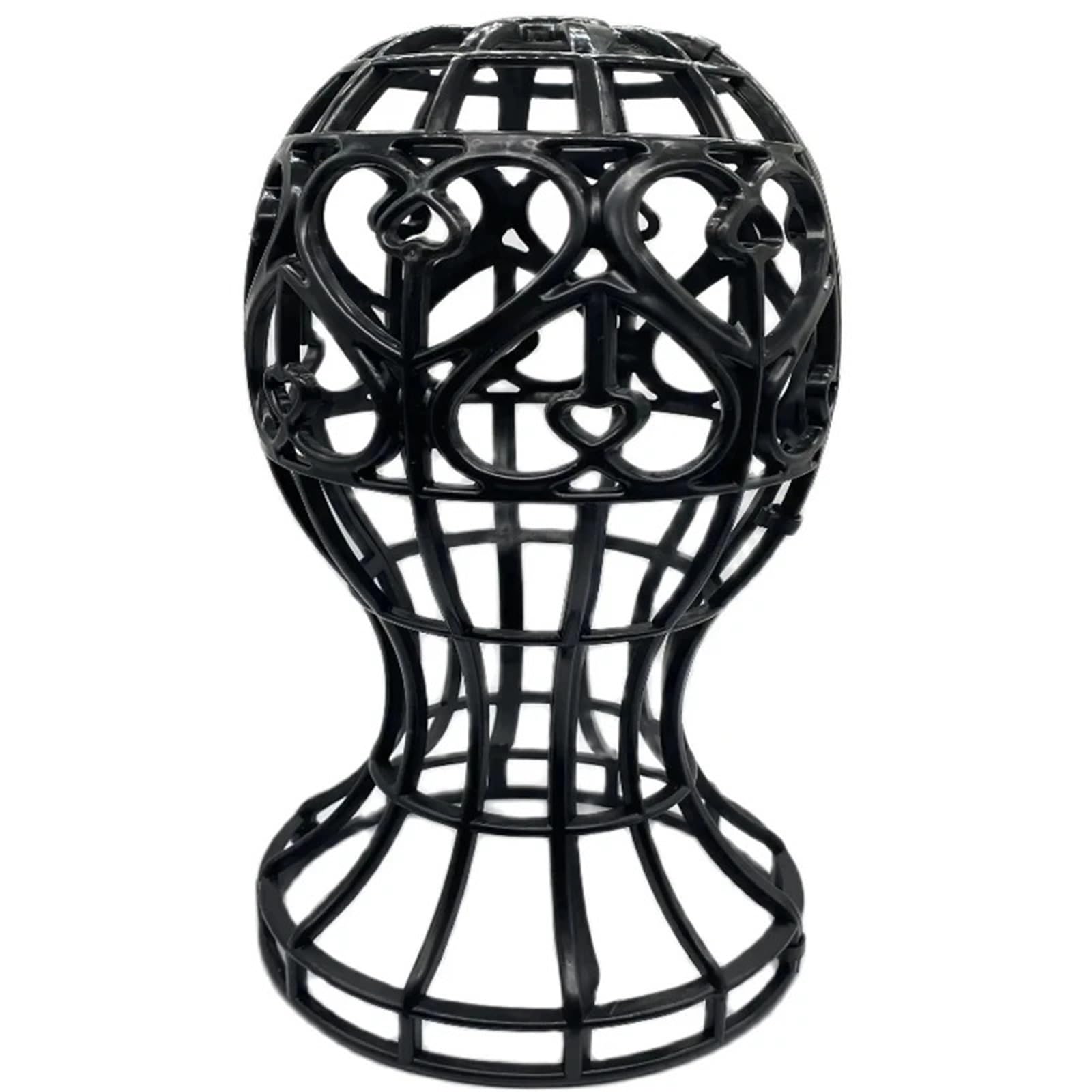 FDzkrtvm Plastic Folding Wig Stand, Lantern Shape Plastic Wig Stand Hat Cap Holder Foldable Multipurpose 3 pcs Multicolor(Black)