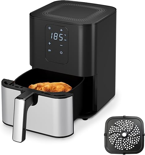 Miniatura 1 de Horno freidora de aire de 4.5 cuartos de galón, pantalla digital de 1 toque, cocina compacta, ahorra espacio, antiadherente y apta para