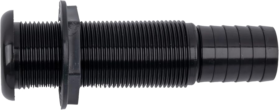 T-H Marine 1-1/8 Inch Straight Thru-Hull Fittings - UV-Stabilized Virgin Material for Marine Plumbing - Secure Hose Barb for Livewell and Drain Systems - OEM and Aftermarket Rigging - Extended Length