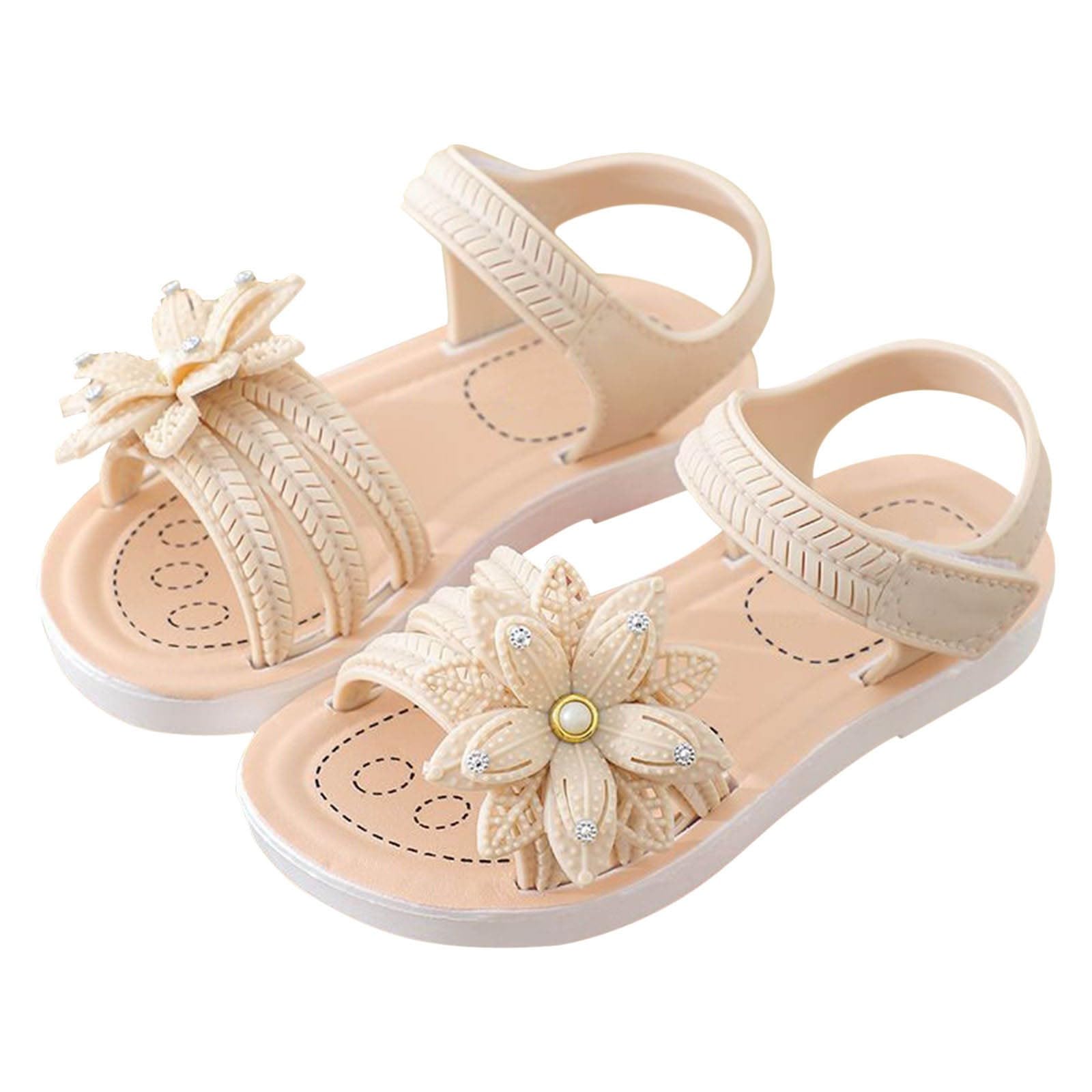 OBiQuzz Sandalias para niños Niñas con flores - Zapatos de vestir elegantes de princesa Sandalias planas con tiras antideslizantes Zapatos escolares festivos Zapatos de noche de charol Bailarinas