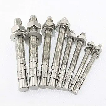Wedge Type Fully Threaded Design Expansion Zinc Plated Anchor Bolts Pack of 10 Pcs Fasteners (10 x120mm)