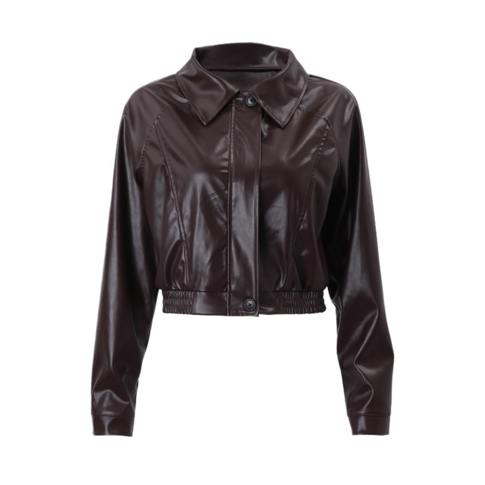 Chaqueta Cuero Mujer Faux Leather Jacket Aesthetic Streetwear Collar Casual Simple Long Sleeve Coats Para salir