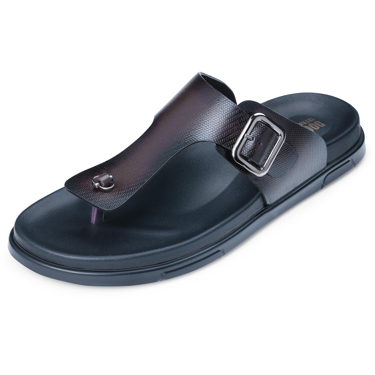 Men's Classic Casual Original Leather Thong Black/Brown Sandals/Chappals with Memory Foam Cushion| Stylish & Non-Slip|Comfortable & Lightweight |Flip flops Slippers Gents & Boys F-12-image-44