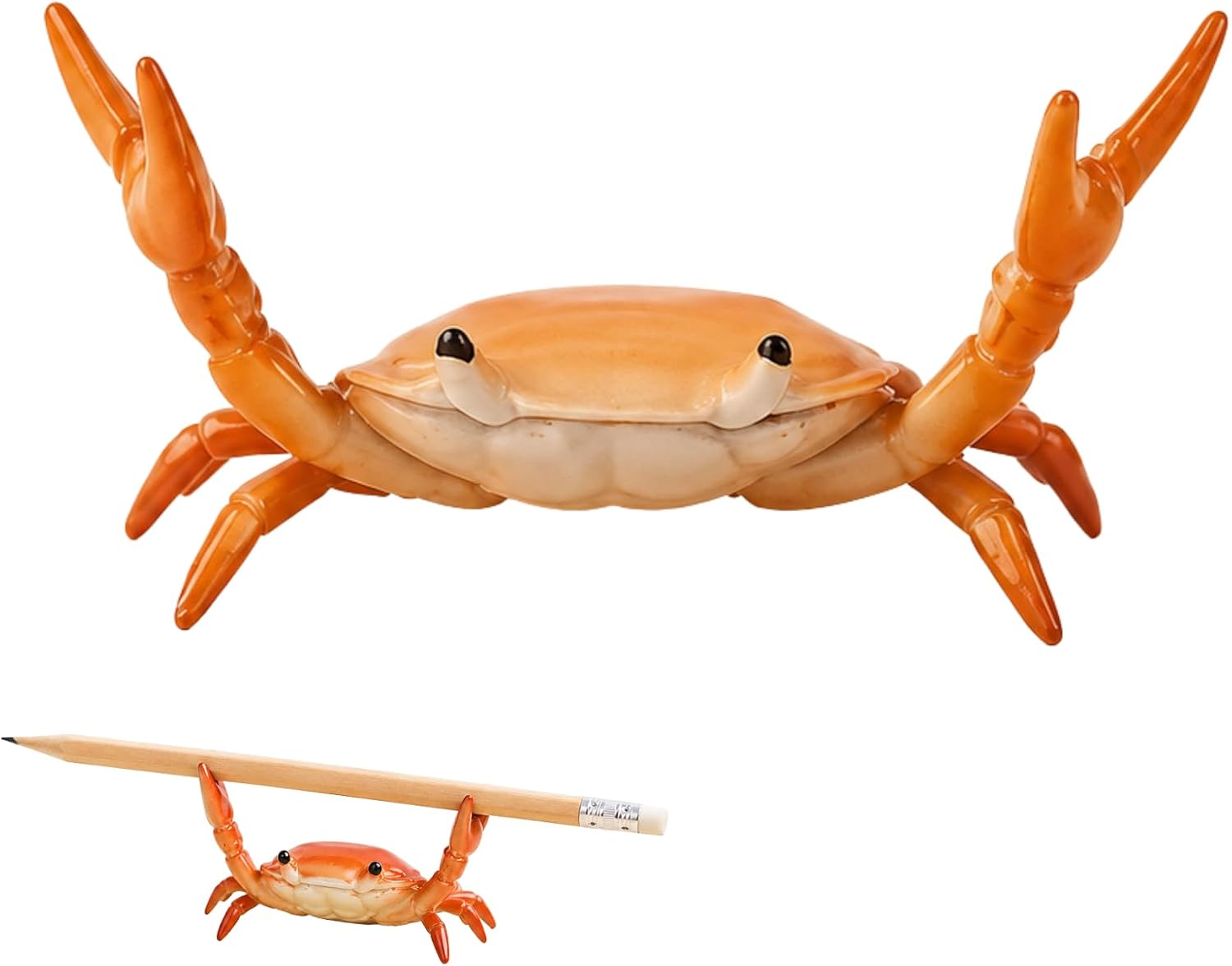 Creative Crab Pen Holder, Weightlifting Crabs Design, Desk Organizer, Pencil Stand Storage Rack, Office Desktop Decoration (Orange)