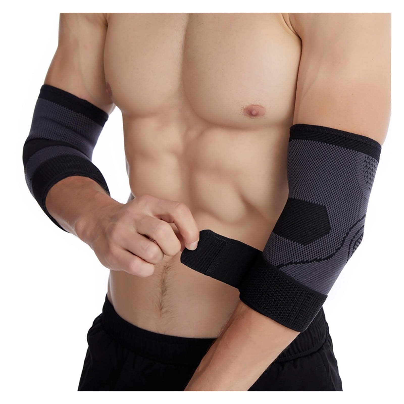 coudiere 2PCS Sports Elbow Braces Compression Sleeve(1 Pair) Braces Tennis & Golfers Elbow Protect Weight Lifting(Light Green,L)