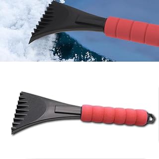 Car Windshield Ice Scraper, Scratch-Free Auto Ice Scraper with Foam Handle, Window Snow Frost Removal Tools, Scrape Frost and Ice, Universal for Truck, SUV, Vehicles (Red)