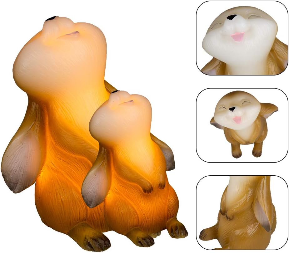 Vanthylit Set of 2 Laughing Bunny Rabbit Easter Candle LED Handmade with Real Wax Battery Operated Flameless Candle with Timer Table Lamp Decor