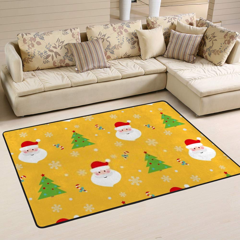 Tapis de Noël sapin jaune Ruchen lavable et doux de 150x100 cm