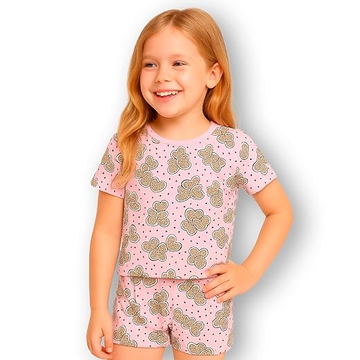 Pijama Infantil Roupa Para Menina Moda Primavera/verão - 2 ao 14