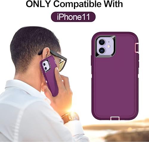 Miniatura 7 de I-HONVA Funda para iPhone 11 con 2 protectores de pantalla + 2 protectores de lente de cámara, resistente a prueba de golpes, 3 capas, protección de