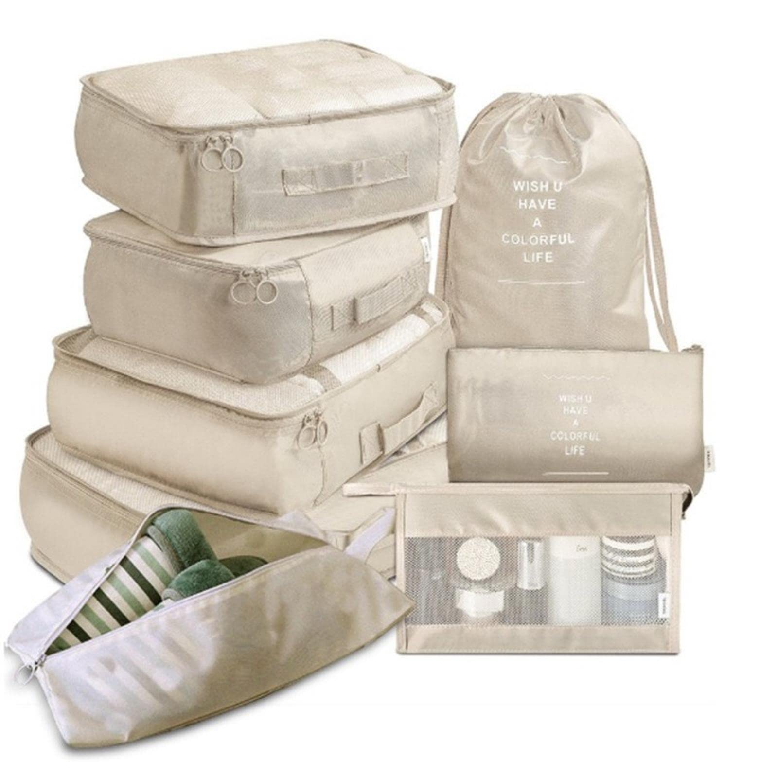 9-częściowa torba do przechowywania walizka zestaw kostek do pakowania podręczny organizer do bagażu odzież buty dane kosmetyczne schludne etui etui zestaw-różowa linia