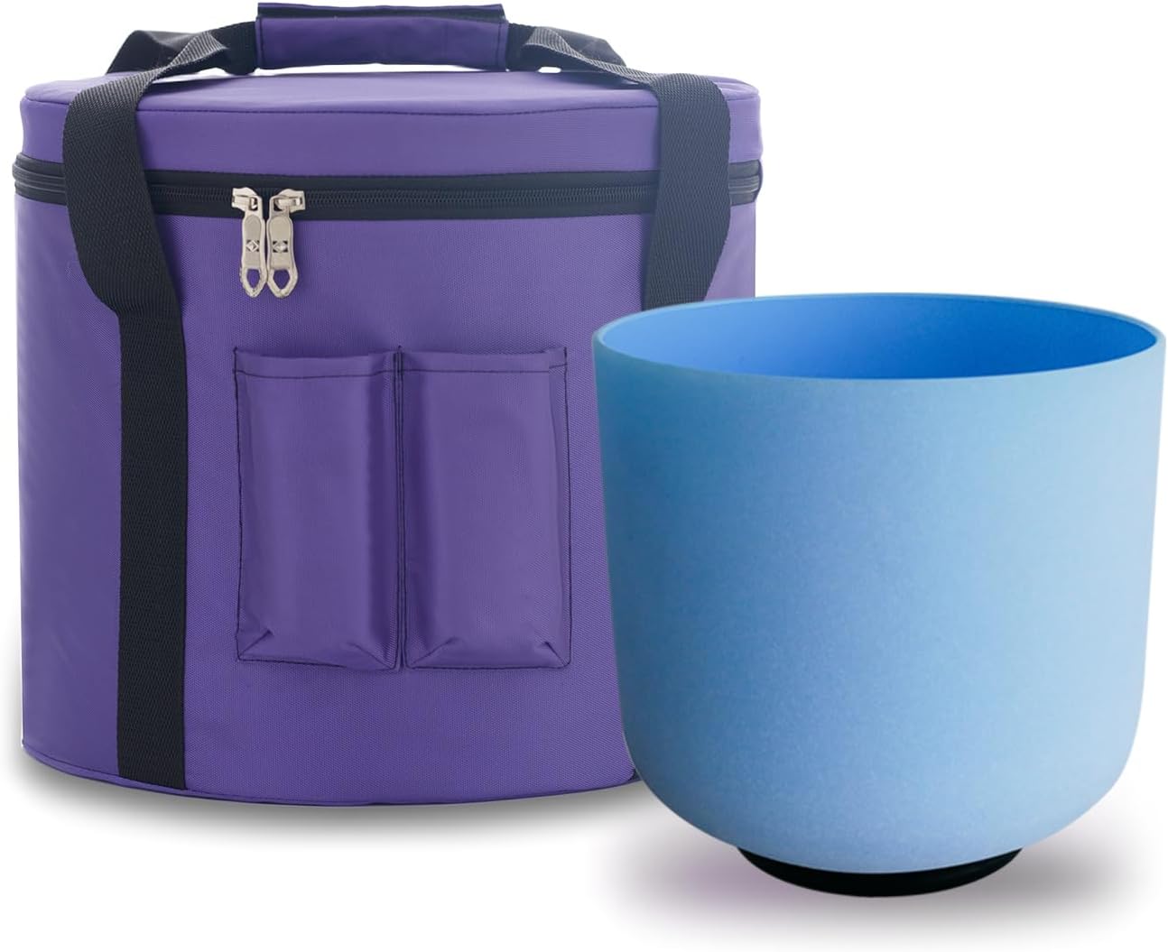 KVKA 8" G 432hz Blue Crystal Singing Bowl G Note Throat Chakra with Heavy Duty Carrying Case Suede Striker