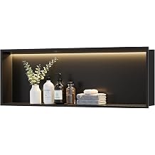 Neodrain LED Light Shower Niche, Matte Black Wall Niche, 36"X12", Stainless Steel Bathroom Cabinet with 3000K Light, Waterproof Recessed Shampoo Storage in wall, No Tile Needed