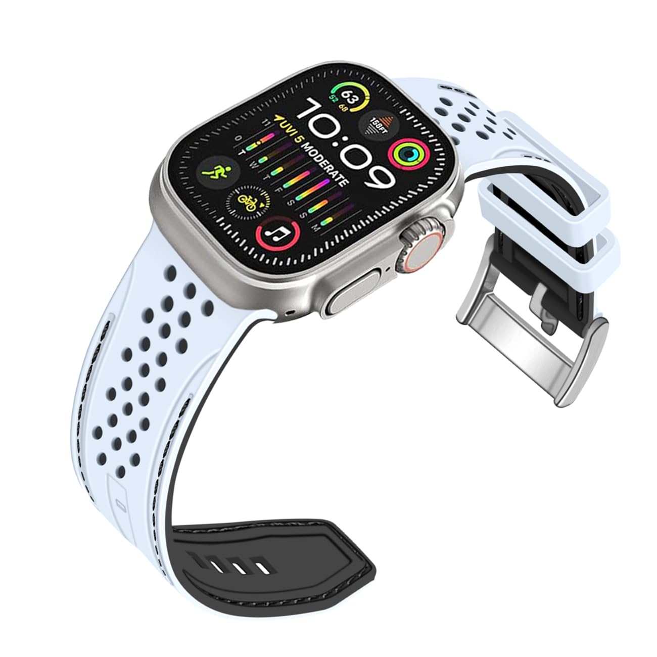 Juntan Rubber Sport Watch Bands Compatible for Apple Watch Band 38mm 40mm 41mm 42mm 44mm 45mm 49mm, Silicone Racing Watch Straps Men Women for iWatch