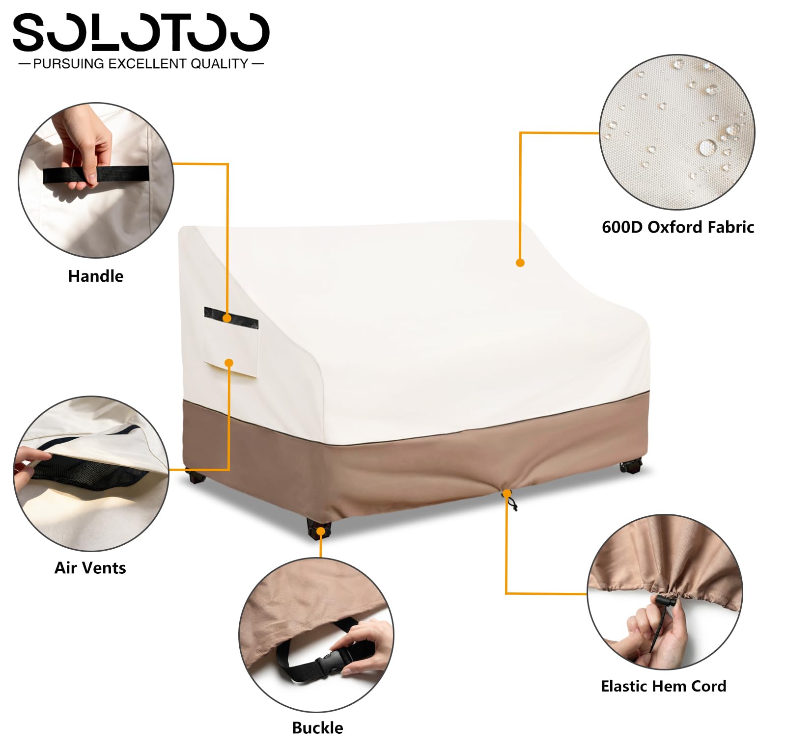 Copridivano da esterno, impermeabile, per mobili da giardino, 215,9 cm, copertura per mobili da esterno (beige)