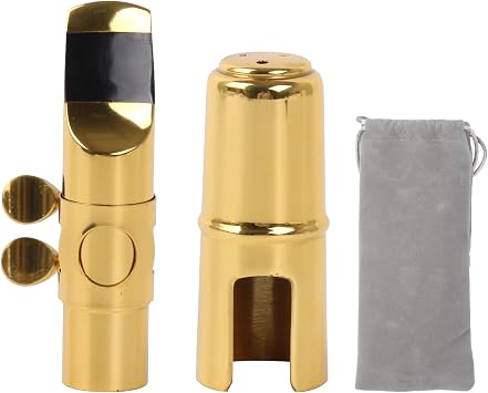 Soprano B Flat Saxophone Mouthpiece 6# Clamp Cap with Flannel Bag Golden Plated