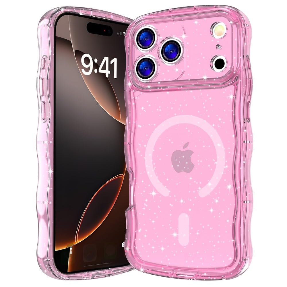 Generic Funda compatible con iPhone 15 (Couleur: rosa) con purpurina a prueba de golpes, funda trasera de silicona