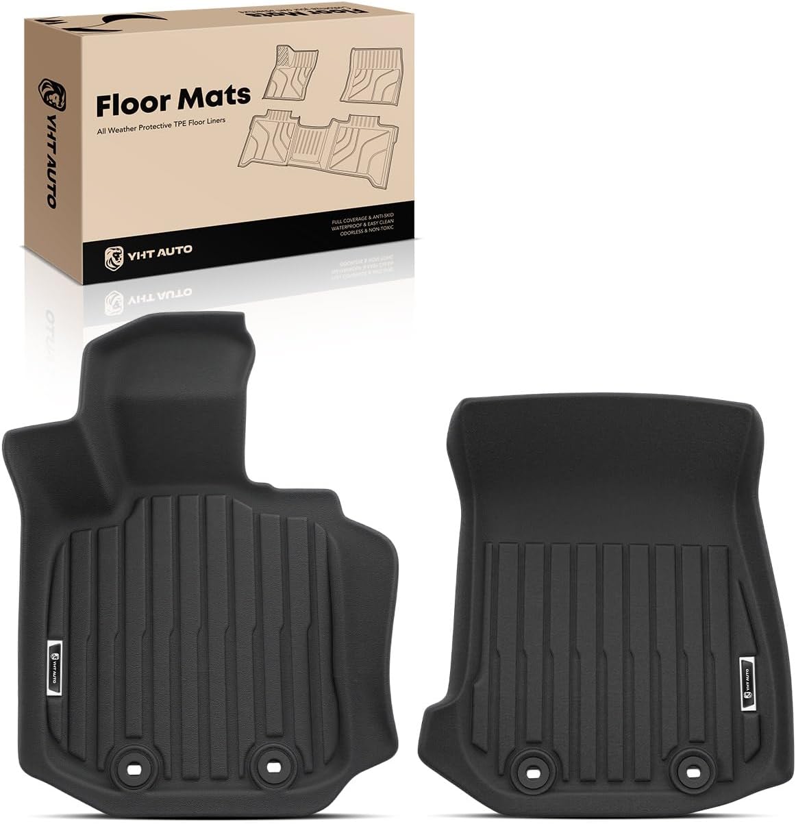 YHTAUTO Floor Mats Compatible with BMW Z4 M40i 2020-2025, Z4 sDrive30i & Toyota GR Supra, TPE Floor Liners All-Weather Protection Custom Fit, 1st Row, Set of 2 Black