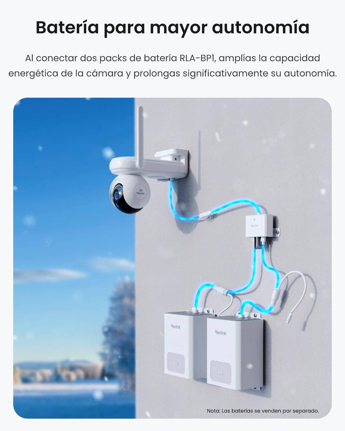 Reolink RLA-CD1 – Doble Base de expansión Dual Solar/con batería | Compatible con cámaras de batería Reolink | Adaptador de Corriente Exterior