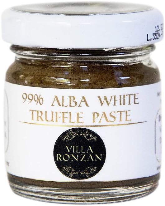 Truffles. 99% Pure Alba White Truffle Paste from Italy. The Ultimate culinary experience. Ideal for creating exquisite gourmet dishes: Pasta, risotto, sauces, gravies, and more. 30 grams. 1.05 Oz.
