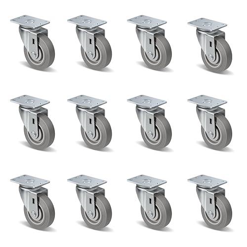 Miniatura 78 de Ruedas giratorias de 3.5 pulgadas, ruedas giratorias resistentes con freno, capacidad de carga de 1000 libras en total (2 frenos y 2 giratorios)