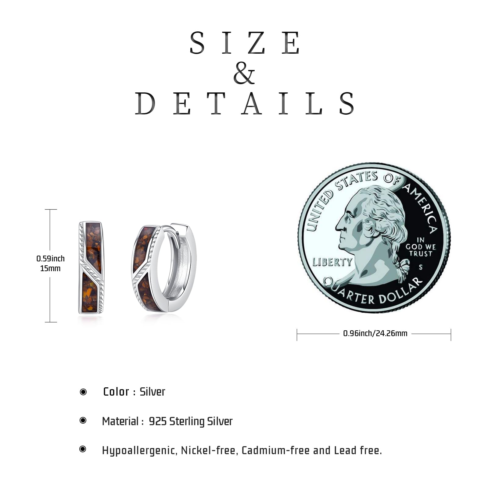 Pendientes de ojo de tigre para mujer y hombre, plata de ley 925, 15 mm, pendientes de ojo de tigre, hipoalergénicos, joyas de cumpleaños, regalo para niñas y niños