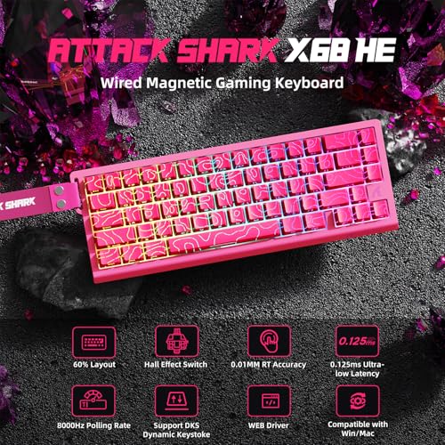 Clavier Rapid Trigger 8KHz ATTACK SHARK X68 HE avec Souris PAW3395