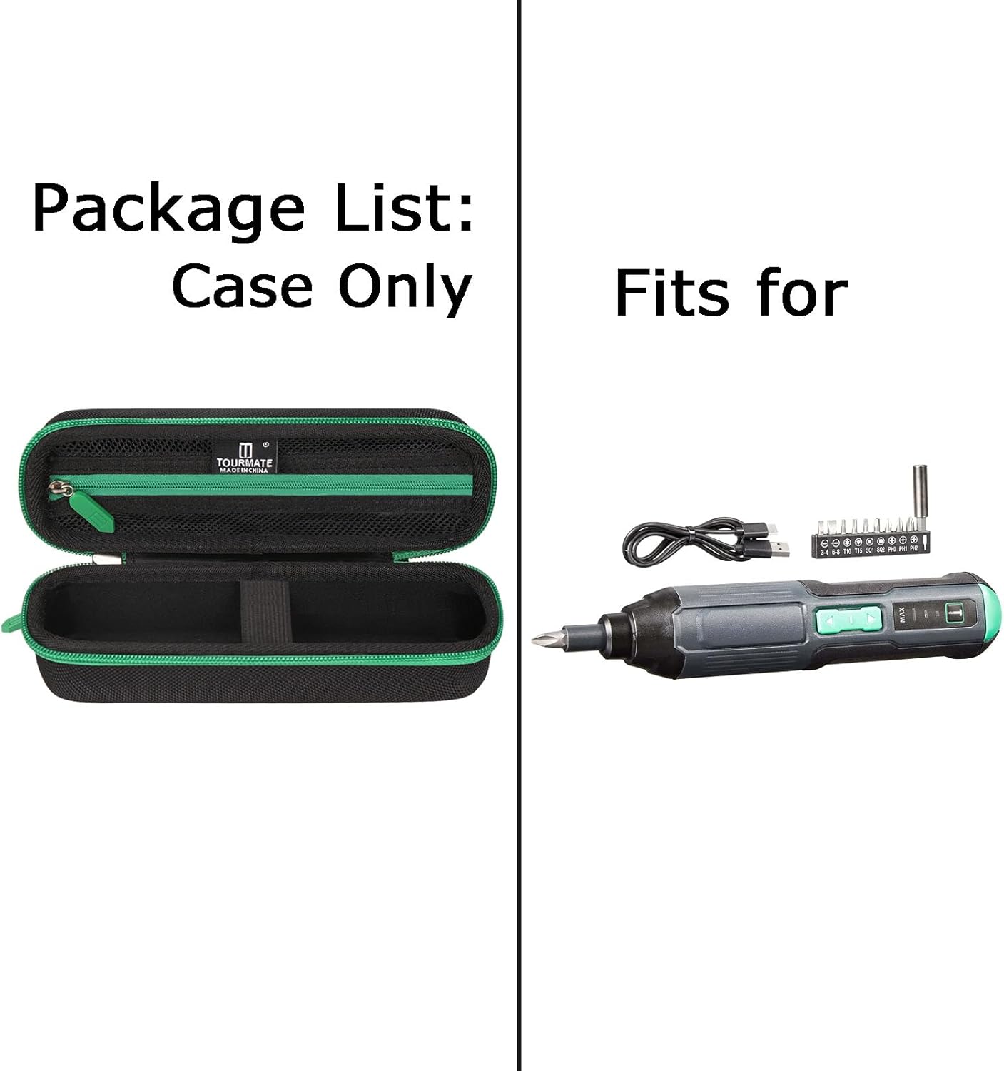 Hard Storage Case for Basics by SKIL 4V/Fanttik S1 Capsule/Deluxe 3.7V Cordless Stick Screwdriver,Travel Case for HOTO/WORX/DuroFort/SUFICY/AMAZING FLOWER Brands(Only Box)(Black & Green) - Image 6