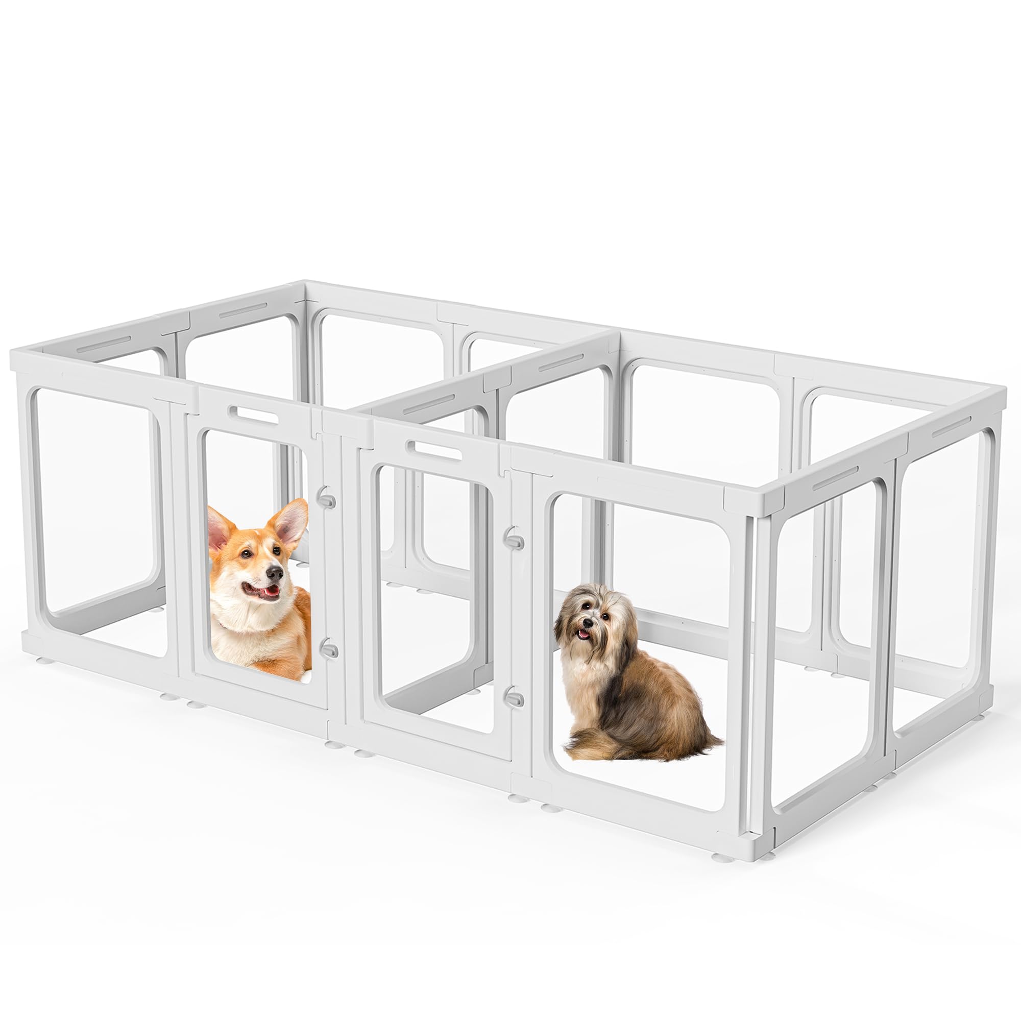 Parc pour chiot en acrylique transparent blanc de 60 cm de hauteur avec 14 panneaux