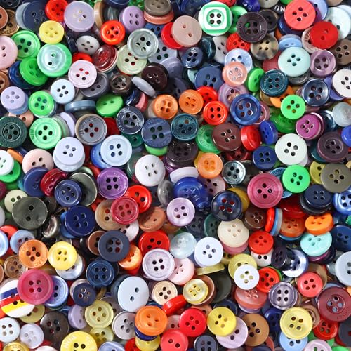 1000 Piezas Botones de Mix Colores, Botones Decorativos, Pequeños Botone de Plástico para Coser DIY Artes Pantalones Ropa Decoración(7 – 15 mm)