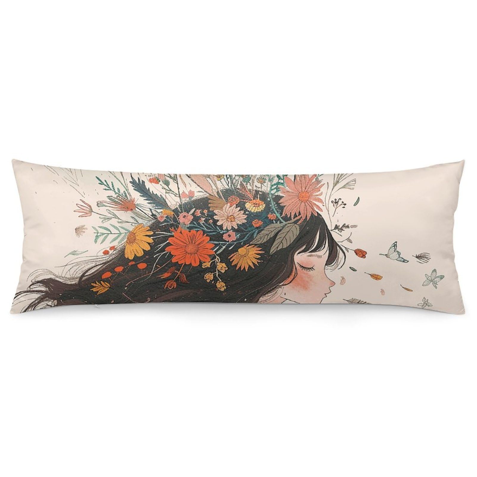 2 Pack Pillow Cases for Hair and Skin, Soft Breathable Pillow Case Covers with Hidden Zipper, Flowers on Hair Pillowcase 20"x54" Pillow Covers for Sleeping Gift