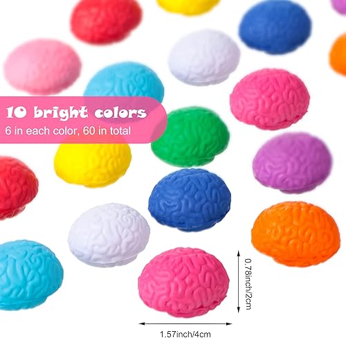 Miniatura 2 de 60 unidades de bolas de estrés cerebral a granel mini juguete en forma de cerebro PU mano ejercicio músculo bola presión para adolescentes adultos