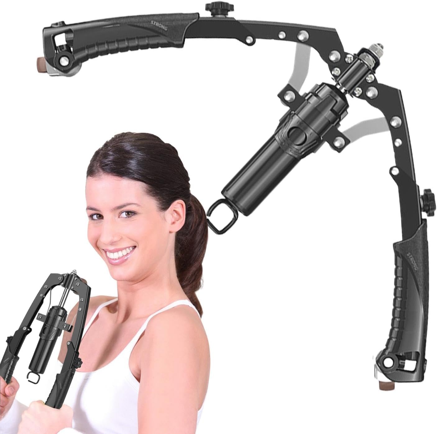 Adjustable Arm Trainer for Men, Home Gym Back Expander with 22-440 Lbs Hydraulic Resi, Versatile Chest Expander and Abdominal Wheel for Upper Body Workouts