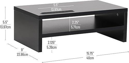 Miniatura 3 de Mind Reader Soporte para monitor con ranura para teléfono y estante de almacenamiento, elevador de escritorio, capacidad de 88 libras, madera MDF,