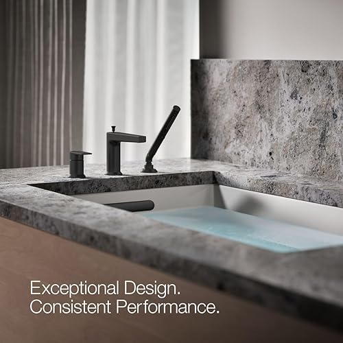 Miniatura 22 de KOHLER 74032-4-BN Grifo de baño tenso para montaje en cubierta con ducha de mano, grifo de bañera de 3 agujeros con boquilla desviadora, boquilla