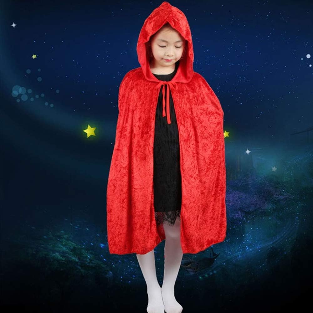 Kids Halloween Christmas Costumes Cape Velvet Hooded Cosplay Party Cloak Devil Witch Wizard Robe - Image 8