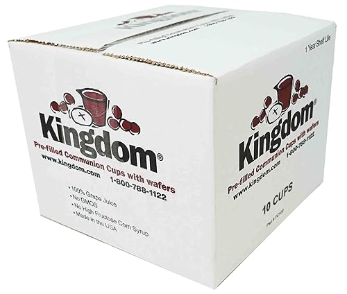 Miniatura 5 de Kingdom Taza de comunión precargada con obleas (10 unidades, jugo rojo) sellada en un recipiente de una sola porción con vida útil de un año,
