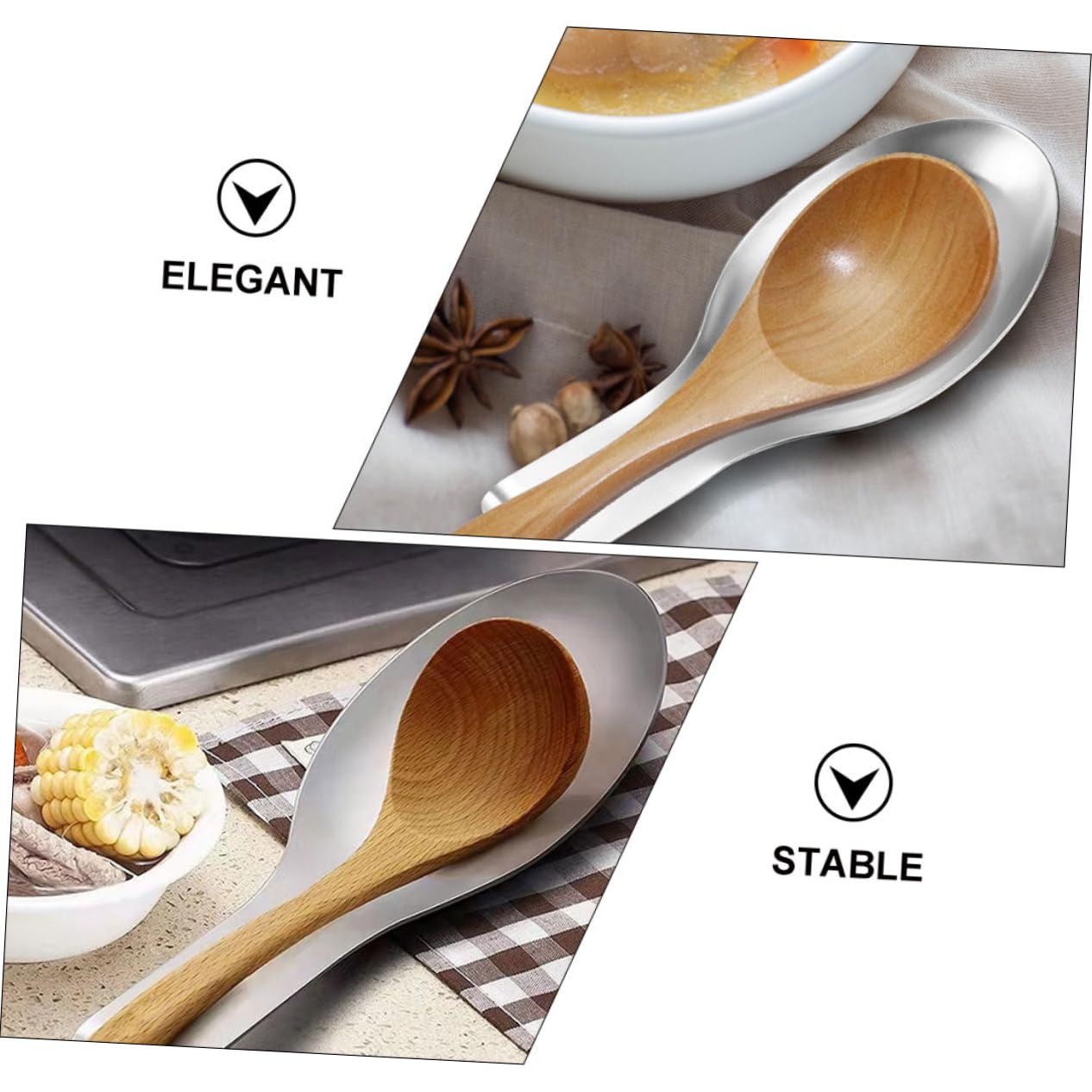 Repose-cuillère 6 Pièces en Acier Inoxydable Argenté de Table