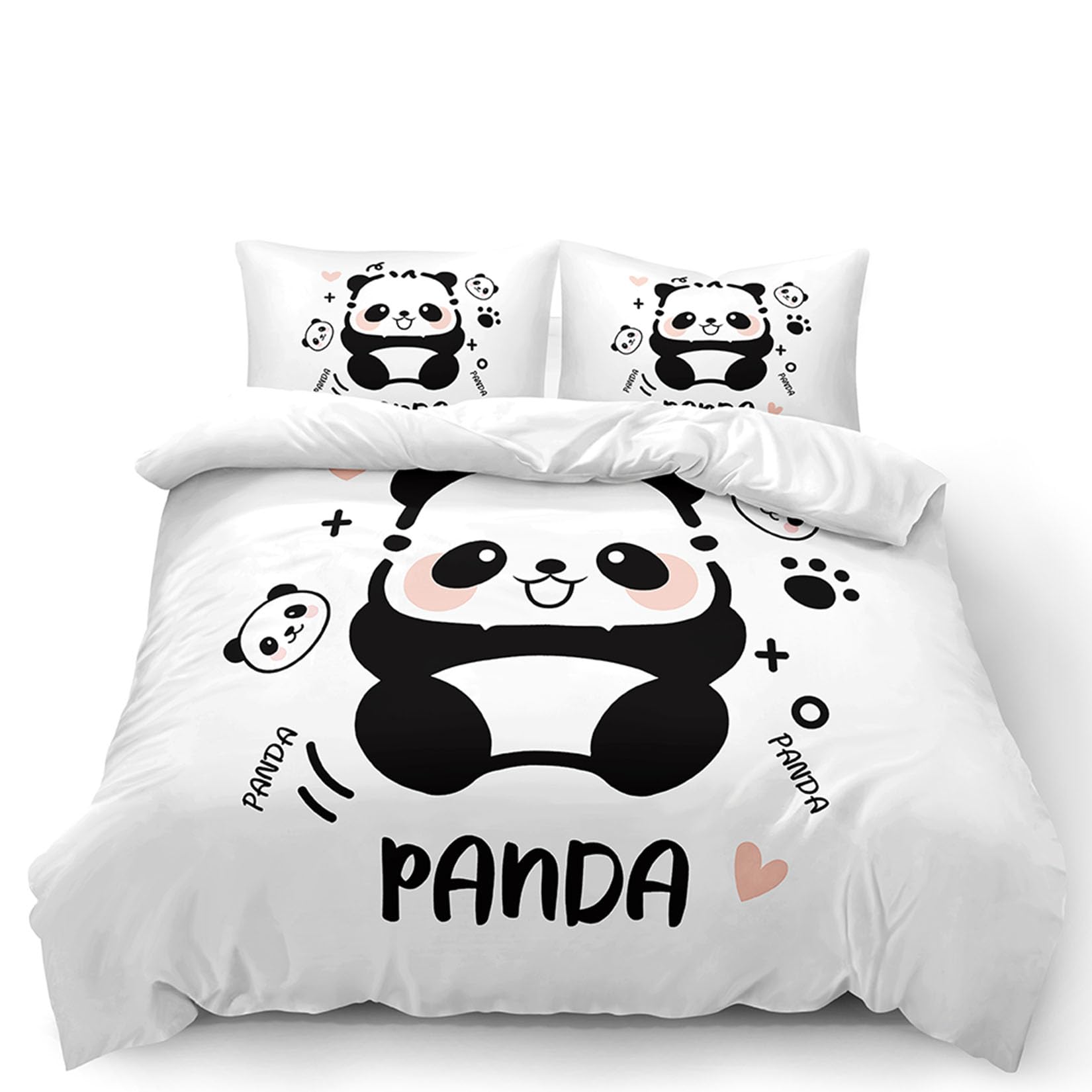 Housse de couette panda 220x240 cm en microfibre douce et thermorégulatrice