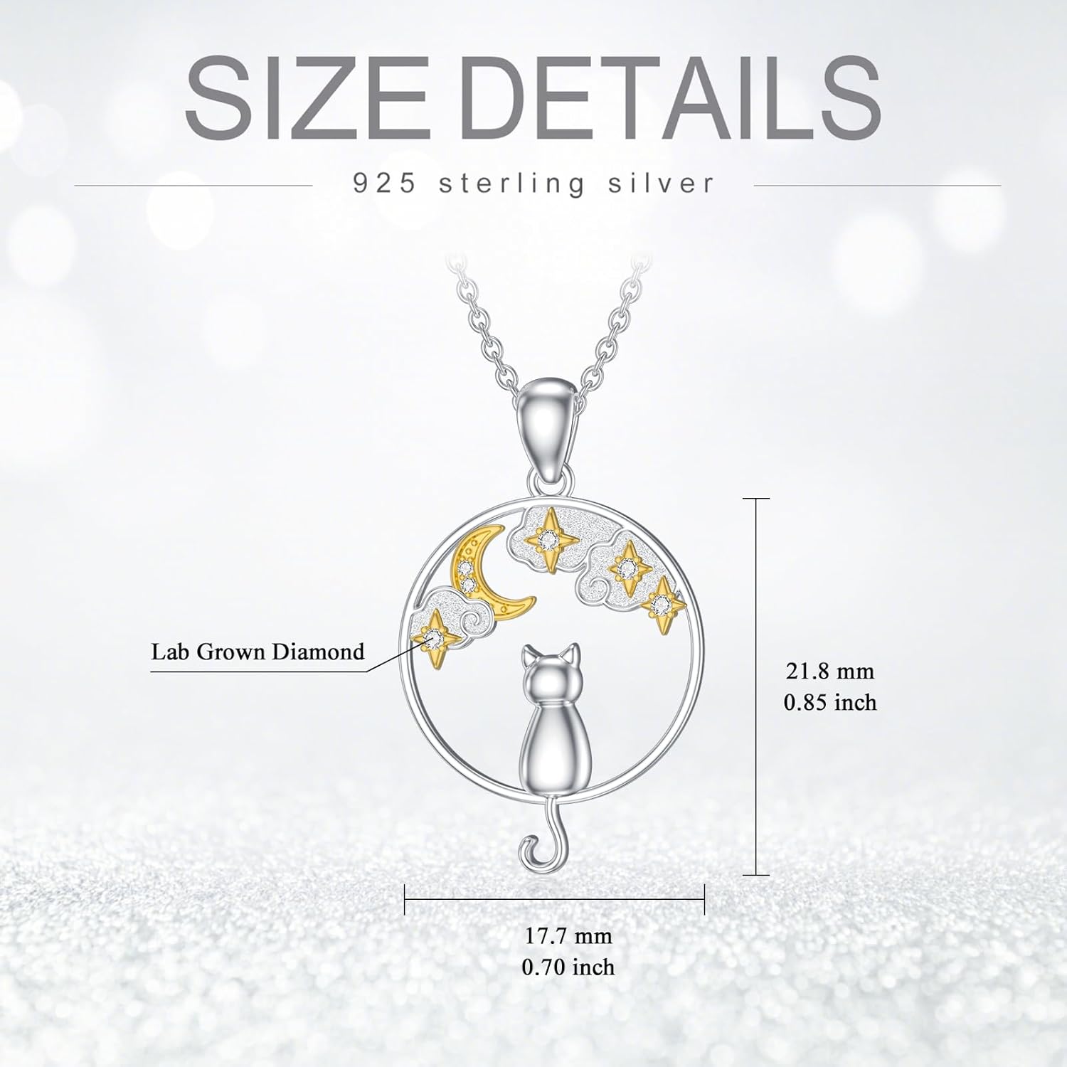 Diamond Cat Necklace for Women - 925 Sterling Silver Pendant With Lab Grown Diamond - Jewelry Gifts for Cat Lovers - Image 6