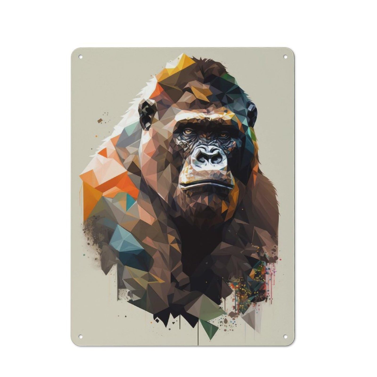 Junmoney Gorilla Geometric Art Rustic Tin Sign 40X30cm For Lounge Or Reading Corner, For Vintage Wall Decor Fans, For Garage And Workshop Walls