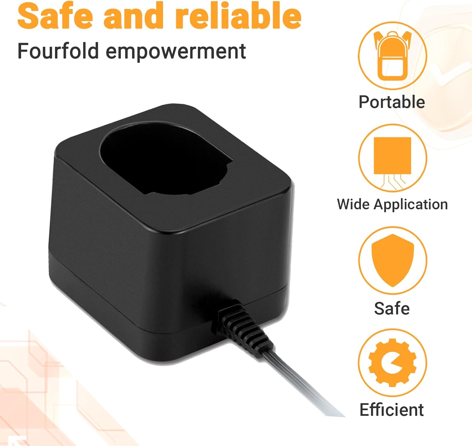 Shentec charger with icons for portable, wide application, safe, and efficient