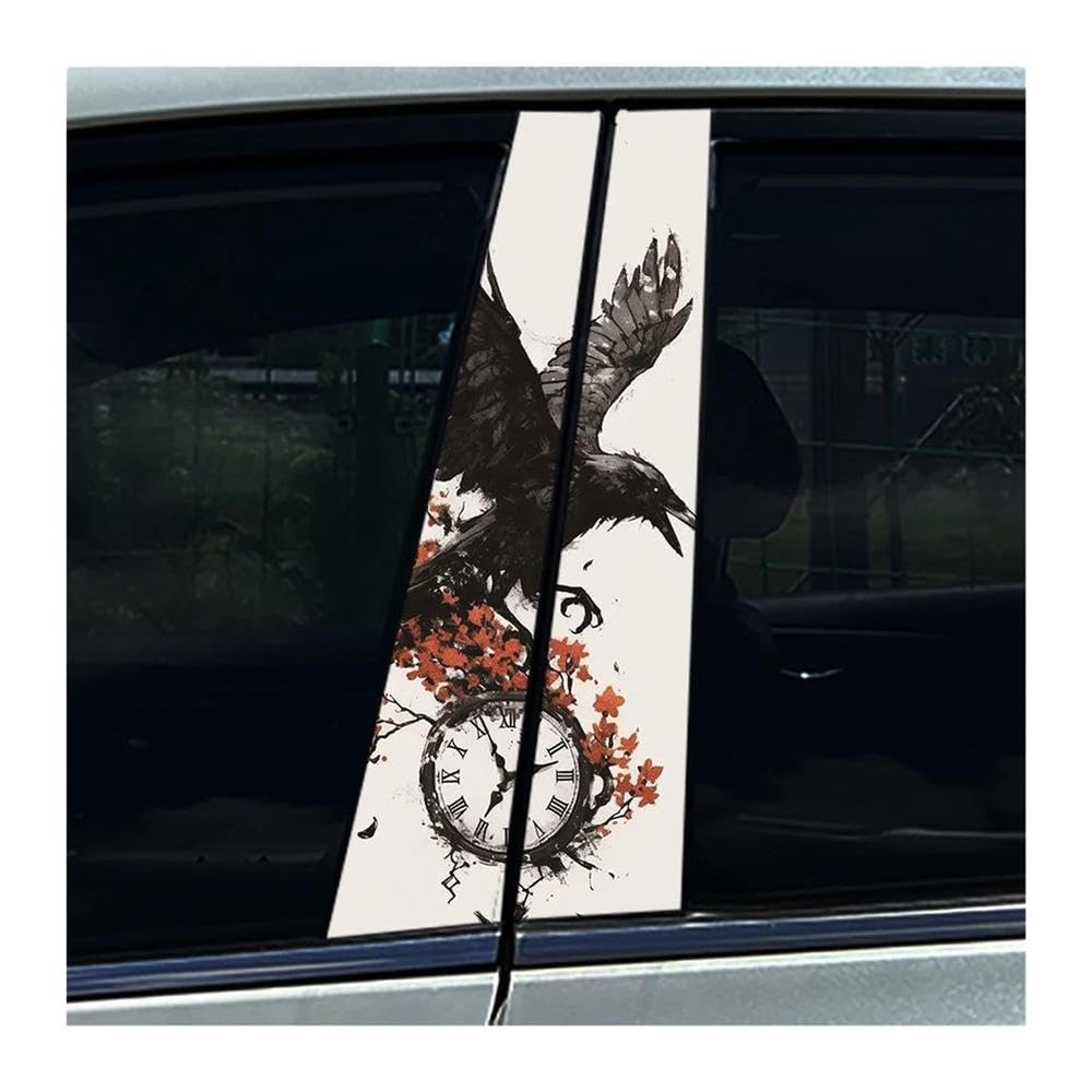 Body Parts 2pcs Graveyard Crow Raven Car B-Pillar Sticker Waterproof Decals Creative Occlusion Scratch Decor(Type A)