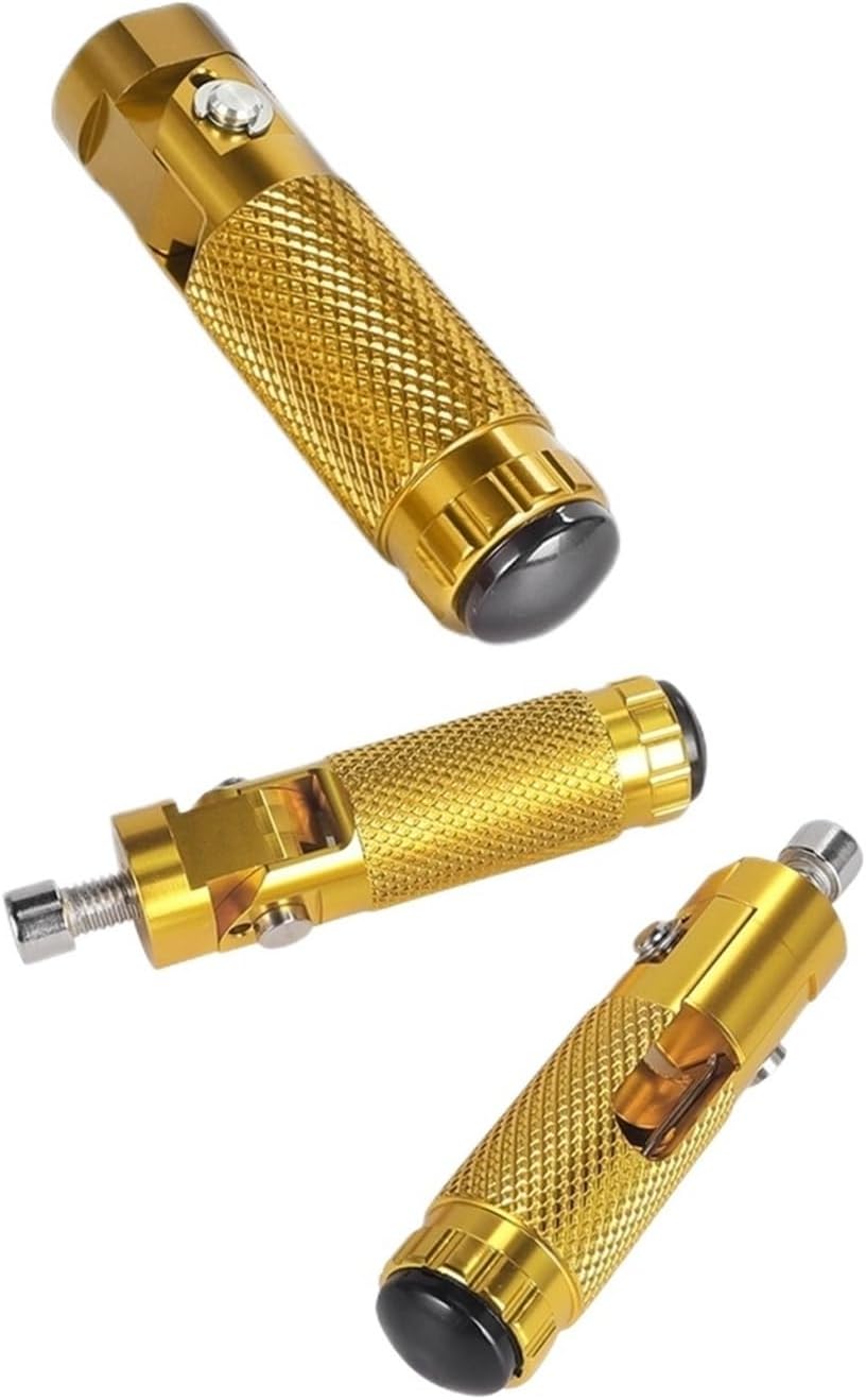 Motorcycle Footpegs CNC Aluminum Motor Bike Universal Folding Footrests Foot Rest Pegs Premium Rear Pedals(Gold)
