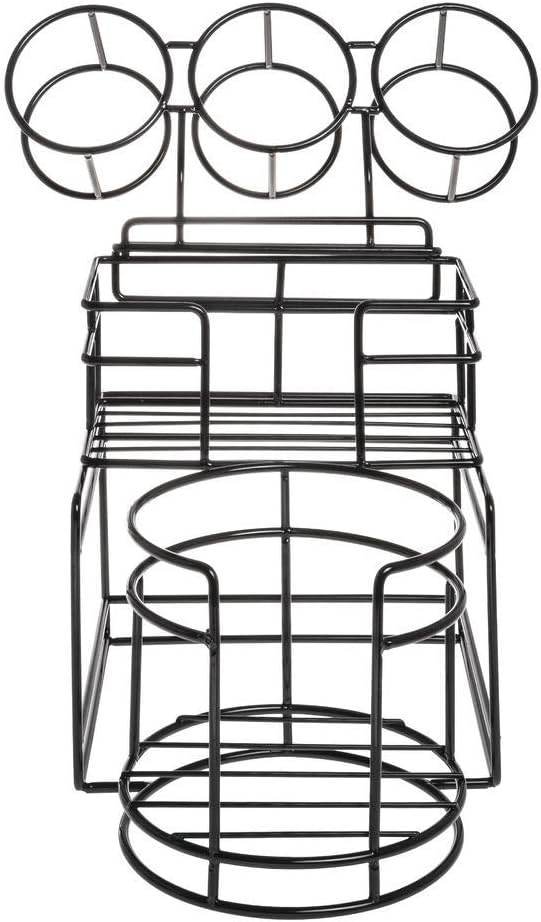 HUBERT Basic Collection Wire Plate/Bowl, Napkin Holder with Detachable Cylinder Holder - Black