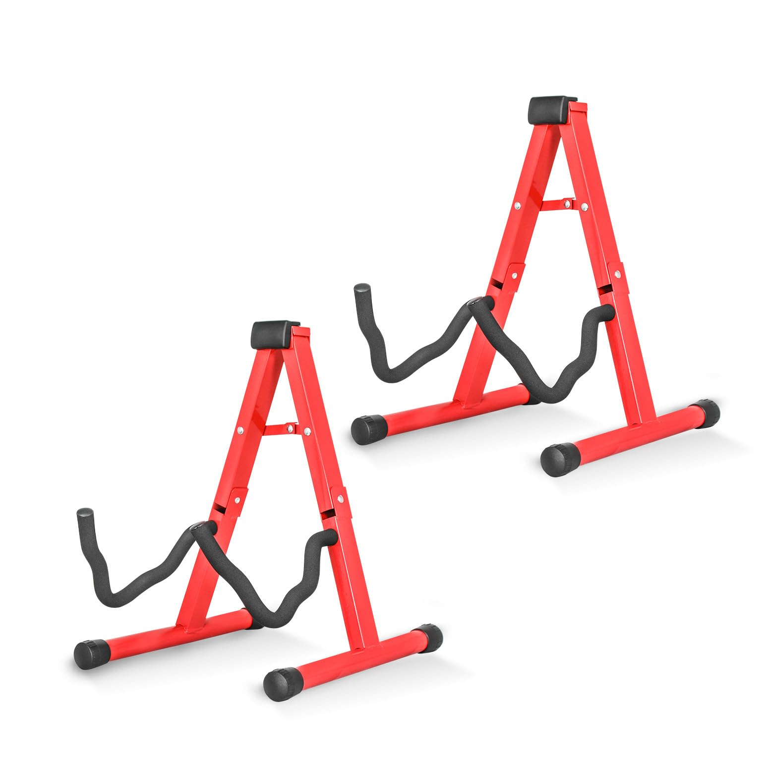 5 CORE Double Guitar Stand Floor 2Pcs Adjustable Heavy Duty A Frame Universal Folding Acoustic Electric Bass Mandolin Banjo Violin Holder Stands For On Stage Studio GSS RED 2PCS