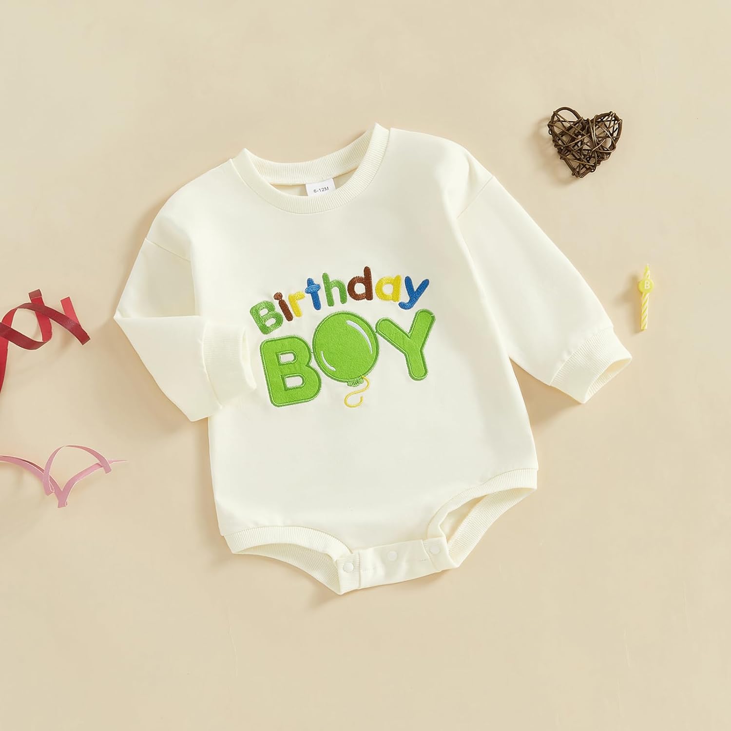 FYBITBO First Birthday Baby Boy Outfit Birthday Boy Bubble Romper Long Sleeve Bodysuit Fall 1st Birthday Outfit Boy Clothes - Image 4